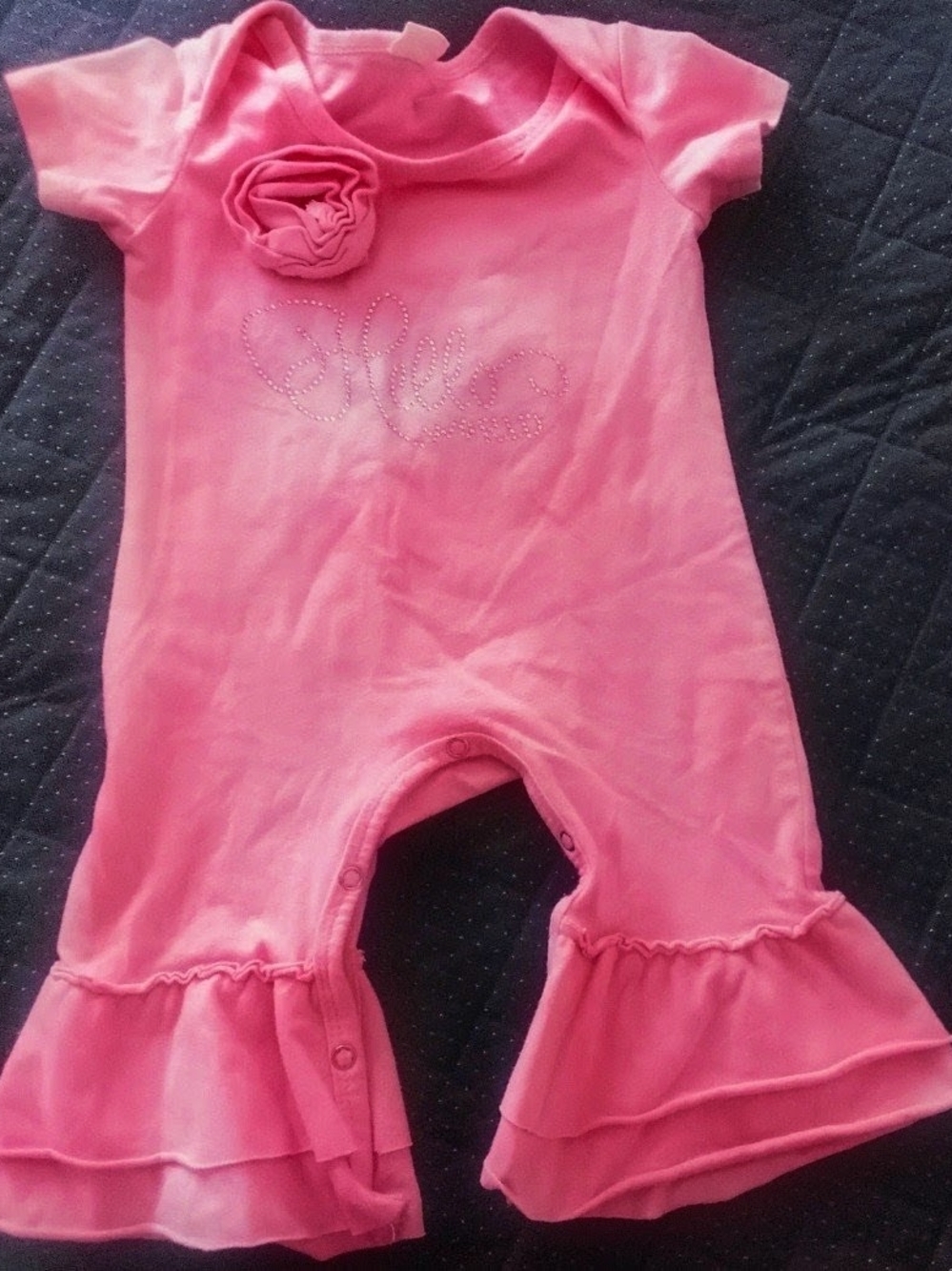 Baby Pink Ruffle One-Piece Bodysuit with Rosette